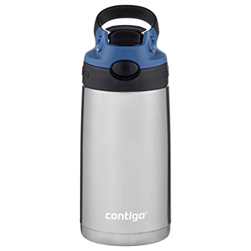 Contigo Kids Stainless Steel Water Bottle with Redesigned AUTOSPOUT Straw, 13 oz, Blue Corn & Licorice