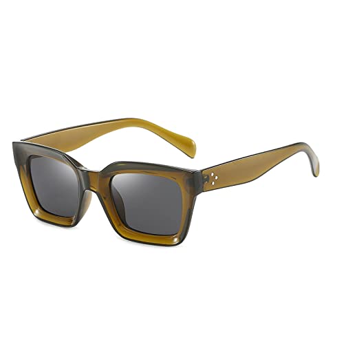 Dollger Sunglasses Women's Retro Square Sunglasses for Men Classic Sunglasses Thick Frame UV400 Protection, Green frame/black lens