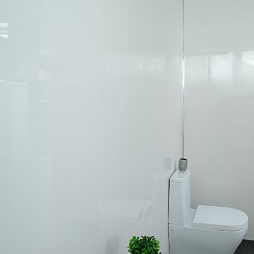 Bathroom Wall Panels - cladding Panels-PVC-Perfect for Bathroom Kitchen Shower Walls and Ceiling- Ice White Panels -100% Waterproof (4 Panel Pack)