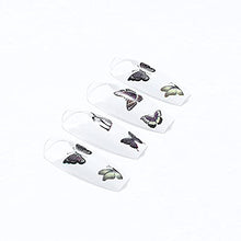 Load image into Gallery viewer, Brishow Coffin False Nails Butterfly Press on Nails White Long Fake Nails Ballerina Acrylic Stick on Nails 24pcs for Women Girls
