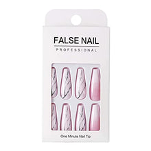 Load image into Gallery viewer, Brishow Coffin False Nails Long Fake Nails Marble Pattern Press on Nails Bellarina Acrylic Stick on Nails 24pcs for Women and Girls
