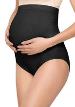 Load image into Gallery viewer, SUNNYBUY Women&#39;s Maternity High Waist Underwear Pregnancy Seamless Soft Hipster Panties Over Bump (1Black 1Skin-2pk L)
