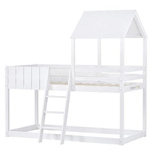 Load image into Gallery viewer, Bunk Bed Single Bed Frames Wooden Kids Beds White 3ft Loft Bed with Ladder Mid Sleeper Cabin Bed Frame (White)
