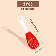 Load image into Gallery viewer, KINBOM 2pcs Multifunctional Cooking Spoons, Heat Resistant Plastic Non-Stick Can Be as Small Strainer Scoop Egg Separator Food Masher Garlic Ginger Grater Colander, Easy to Clean (Black, Red)
