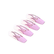 Load image into Gallery viewer, Brishow Coffin False Nails Flame Fake Nails Ballerina Acrylic Press on Nails Full Cover Stick on Nails 24pcs for Women and Girls
