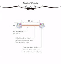 Load image into Gallery viewer, AceFun 8 Paar Chirurgenstahl Brustwarzenpiercing Zungenpiercing Set 1.6mm Barbell Silber und Rosegold 14mm
