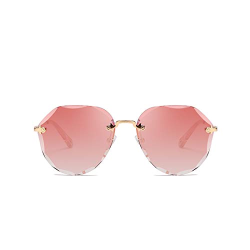 Kimorn Sunglasses For Women Oversized Rimless Diamond Cutting Lens Classic K0637 (Pink)