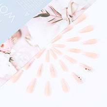 Load image into Gallery viewer, Brishow Coffin False Nails Nude Long Fake Nails Crystal Ballerina Acrylic Press on Nails Full Cover Stick on Nails 24pcs for Women and Girls
