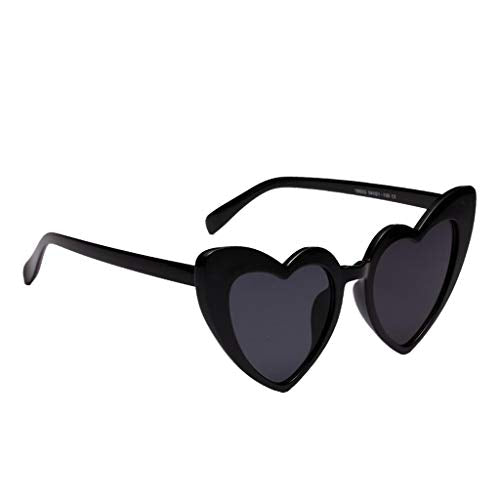 F Fityle Heart Shaped Sunglasses Summer Trendy Sun Glasses UV400 Rave Party Eyewear - Black, 155x145x70mm