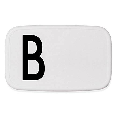 Design Letters Personal Lunch Box White (B) | Personalised Food Storage Container for Men, Women, Girls and Boys | White Lunch/ Food Box for Travel | Use as Sandwich Box | Dishwasher & Microwave Safe