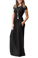 Load image into Gallery viewer, GRECERELLE Womens Maxi Dress Ladies' Summer Casual Short Sleeve Long Dresses with Pocket for Daily, Holiday, Travel, Maternity (A01 Black, L)
