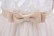 Load image into Gallery viewer, Bow Dream Lace Toddler Girl Dress with Headband Wedding Party Formal Champagne Butterfly 4T
