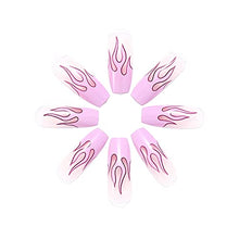 Load image into Gallery viewer, Brishow Coffin False Nails Flame Fake Nails Ballerina Acrylic Press on Nails Full Cover Stick on Nails 24pcs for Women and Girls
