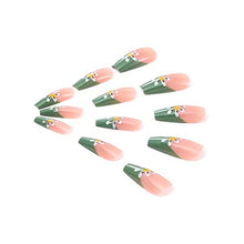 Load image into Gallery viewer, Brishow Coffin False Nails Short Fake Nails French Flowers Press on Nails Bellarina Acrylic Stick on Nails 24pcs for Women and Girls
