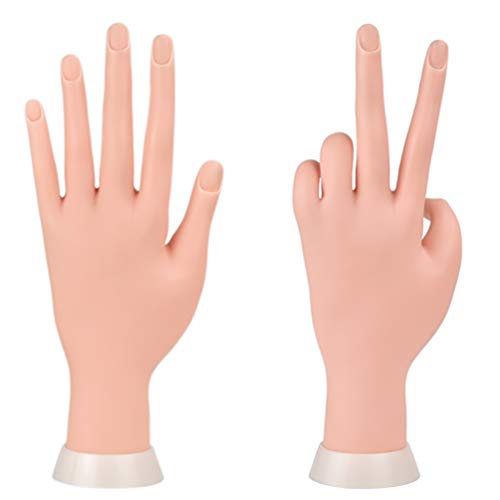 Manicure Practice Hands & Fingers Nail Hand Practice Model Flexible Movable Soft Plastic Hand for Fake Nail Art Starter Training (Brown)