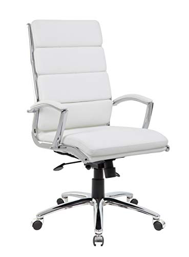 Boss Office Products Boss Executive CaressoftPlus Chair with Metal Chrome Finish, White, 28