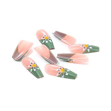 Load image into Gallery viewer, Brishow Coffin False Nails Short Fake Nails French Flowers Press on Nails Bellarina Acrylic Stick on Nails 24pcs for Women and Girls
