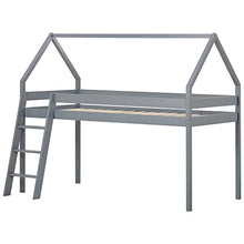Load image into Gallery viewer, Hommdiy 3FT Treehouse Cabin Bunk Bed Loft Bed for Kids Mid-Sleeper Children Bed with Ladder 90X190CM Gray
