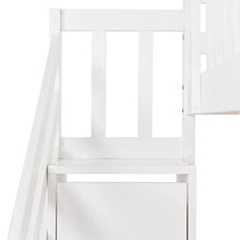 Load image into Gallery viewer, DYKK Bunk Bed with Stairs and Slide, Mid Sleeper Storage Drawer, Solid Pine Wood Frame Double Cabin Beds for Kids Toddler Children Girls, Loft Office School Dorm Home, 90x190cm - White
