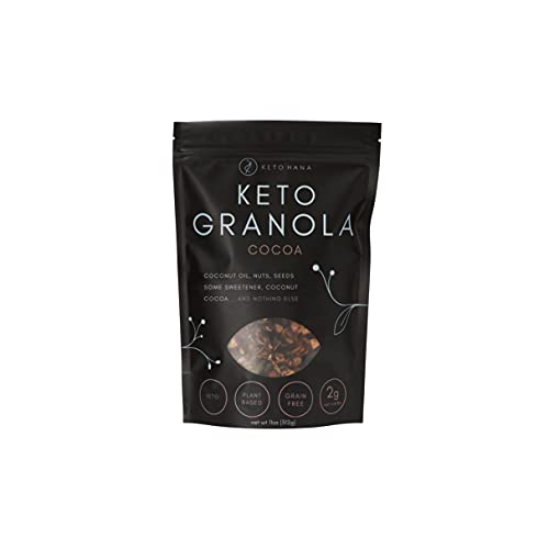 Keto Hana Cocoa Keto Granola Keto Diet Vegan Grain Free Dairy Free Plant Based No Refined Sugars Gluten Free 2.2g Net Carbs Breakfast Cereal - 300gr/0.6lbs