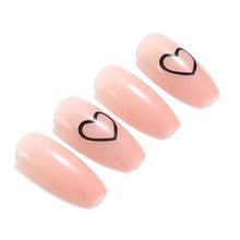 Load image into Gallery viewer, Brishow Coffin False Nails Pink Heart Fake Nails Press on Nails Ballerina Acrylic Stick on Nails 24pcs for Women and Girls
