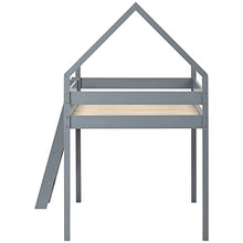 Load image into Gallery viewer, Hommdiy 3FT Treehouse Cabin Bunk Bed Loft Bed for Kids Mid-Sleeper Children Bed with Ladder 90X190CM Gray
