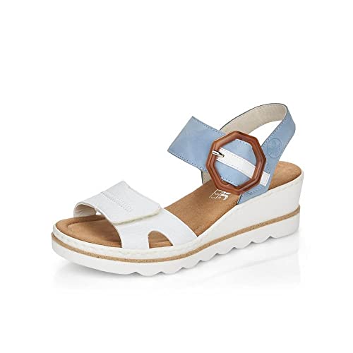 Ladies sandals smart in Wider D/E fit from Pavers these Womens sandals feature comfort ideal for formal wear | RKR33521 | 319 715 - White-Blue Size 6 (39)
