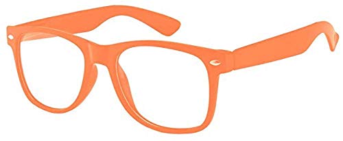 Boolavard Kids Nerd Glasses Clear Lens Geek Fake Eyeglasses for Girls Boys Eyewear Age 4-12 (Orange)