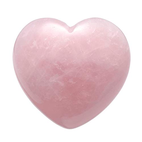 QGEM Natural Rose Quartz Puff Heart Worry Healing Stone Valentines Day Gift