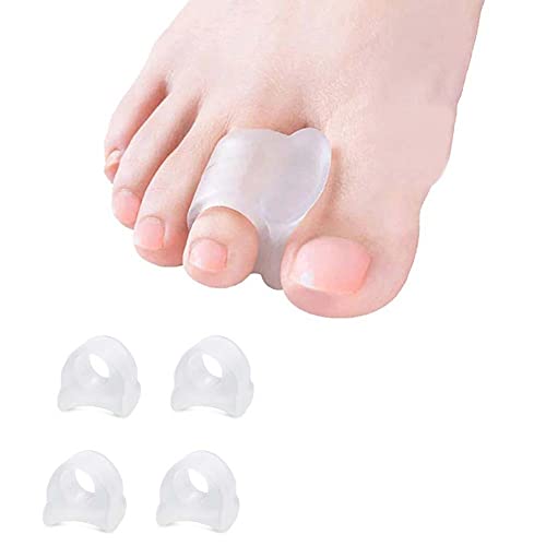 4pcs Soft and Gentle Clear Gel Toe Separators for Overlapping Toes Bunions Big Toe Alignment Corrector and Spacer - Large