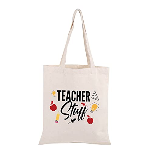 Teacher Appreciation Gifts Teacher Stuff Teacher Supplies for Classroom Best Teacher Canvas Tote Bag Gift (Teacher Stuff Tote B)