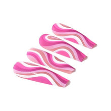 Load image into Gallery viewer, Brishow Coffin False Nails Long Fake Nails Pink Lines Press on Nails Ballerina Acrylic Stick on Nails 24pcs for Women and Girls
