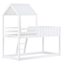 Load image into Gallery viewer, Bunk Bed Single Bed Frames Wooden Kids Beds White 3ft Loft Bed with Ladder Mid Sleeper Cabin Bed Frame (White)
