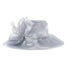 Load image into Gallery viewer, Derby Hats for Women Church Dress Floral Tea Party Fascinators Bridal Organza Wedding Hat, Silver Gray, One Size
