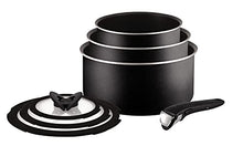 Load image into Gallery viewer, Tefal Ingenio Essential Non-Stick Pots and Pans Set, 7-Piece, Saucepan Set, Compatible with all Hobs Excluding Induction, Black, with Red or Black Button, L2009042
