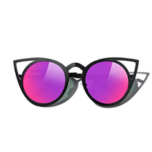 Load image into Gallery viewer, MERRY&#39;S Cat Eye Sunglasses for round faces Round Metal Cut-Out Flash Mirror Lens Metal Frame Sun glasses S8064 (Red, 50)
