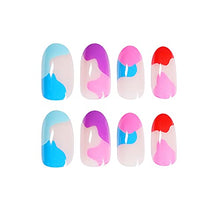 Load image into Gallery viewer, SJOAUET Coffin False Nails with Glue Stickers, Rainbow Short Fake Nails, 24PCS Multicolor Glossy Ballerina Acrylic Press On nails, Medium Blue Red Pink Stick On Nails for Women Girls No Glue Included
