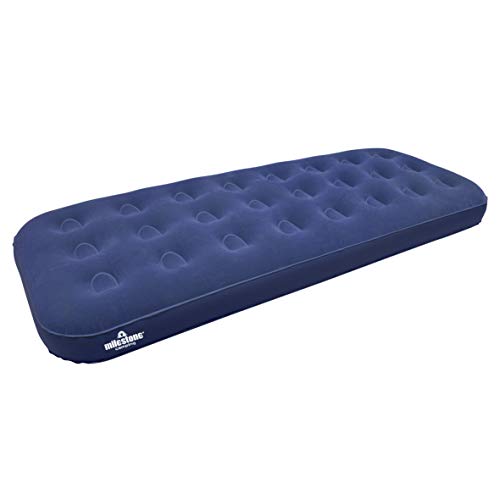Milestone Camping Flocked Airbeds / Single Or Double Bed Size / Easy Inflate & Deflate / Weatherproof / Great For Camping, Festivals, Sleepovers & Family Gatherings