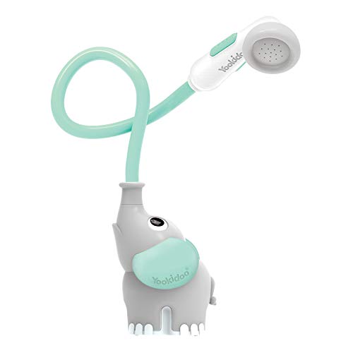 Yookidoo Elephant Baby Bath Shower Head - Gentle Water Pump and Trunk Spout Rinser - Bathtub Toy for Newborn Babies in Tub Or Sink (Turquoise)