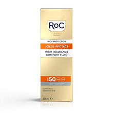Load image into Gallery viewer, RoC - Soleil-Protect High Tolerance Comfort Fluid SPF 50 - UVA/B Protection - Face Moisturiser - Hypoallergenic Sunscreen - Sensitive Skin - 50 ml
