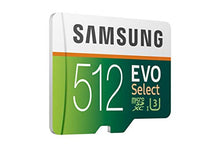 Load image into Gallery viewer, Samsung EVO Select 512GB microSD 100MB/s and 90MB/s, speed, full HD &amp; 4K UHD memory card including SD adapter for smartphone, tablet, action camera, drone and notebook
