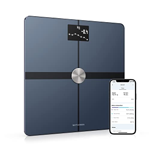 Withings Body+ - Wi-Fi Body Composition Smart Scale, Body Fat Monitor, BMI, Muscle Mass, Water Measurement, Digital Weight Bathroom Scale, Sync App Via Bluetooth or Wi-Fi