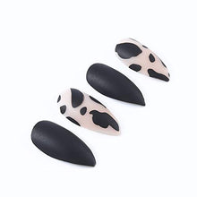 Load image into Gallery viewer, Brishow Coffin False Nails Black Leopard Fake Nails Pointed Ballerina Acrylic Press on Nails Full Cover Stick on Nails 24pcs for Women and Girls
