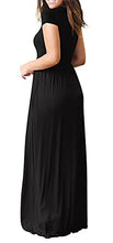 Load image into Gallery viewer, GRECERELLE Womens Maxi Dress Ladies' Summer Casual Short Sleeve Long Dresses with Pocket for Daily, Holiday, Travel, Maternity (A01 Black, L)
