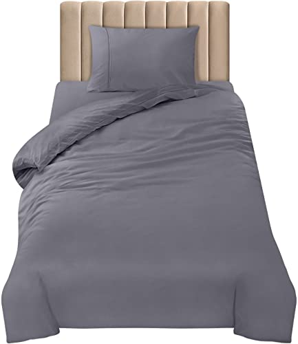 Utopia Bedding 3 Piece Single Bedding Set - Duvet Cover, Fitted Sheet with Pillow case - Soft Brushed Microfiber (Grey)