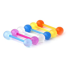 Load image into Gallery viewer, Zolure 14G 16mm Glow in The Dark Flexible Acrylic Straight Tongue Nipple Ring Retainer Piercing
