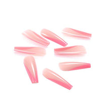 Load image into Gallery viewer, Brishow Coffin False Nails Pink Long Fake Nails Acrylic Ballerina Press on Nails Full Cover Stick on Nails 24pcs for Women and Girls
