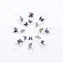 Load image into Gallery viewer, Brishow Coffin False Nails Butterfly Press on Nails White Long Fake Nails Ballerina Acrylic Stick on Nails 24pcs for Women Girls
