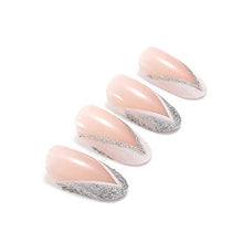 Load image into Gallery viewer, Brishow Coffin False Nails French Short Fake Nails Pink Glitter Press on Nails Ballerina Acrylic Full Cover Stick on Nails 24pcs for Women and Girls
