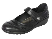 Load image into Gallery viewer, Cushion Walk Womens Ladies EEE Extra Wide Fitting Shoes, Lightweight Black Faux Leather Mary Jane Shoes with Low Wedge Heel, Casual Work Office Nurse Comfort Shoes (Black, 7)
